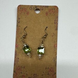 August Birthday 🎂 - Peridot Swarovski Gold Dangle Earrings 2/$22